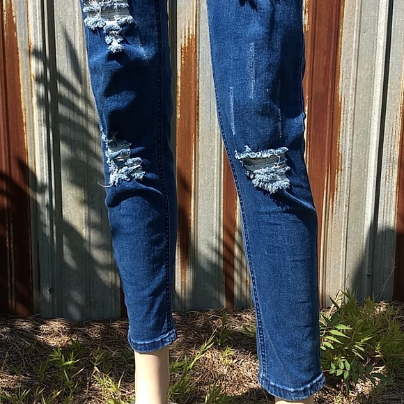 Skinny distressed denim overalls size S - Picture 8 of 17